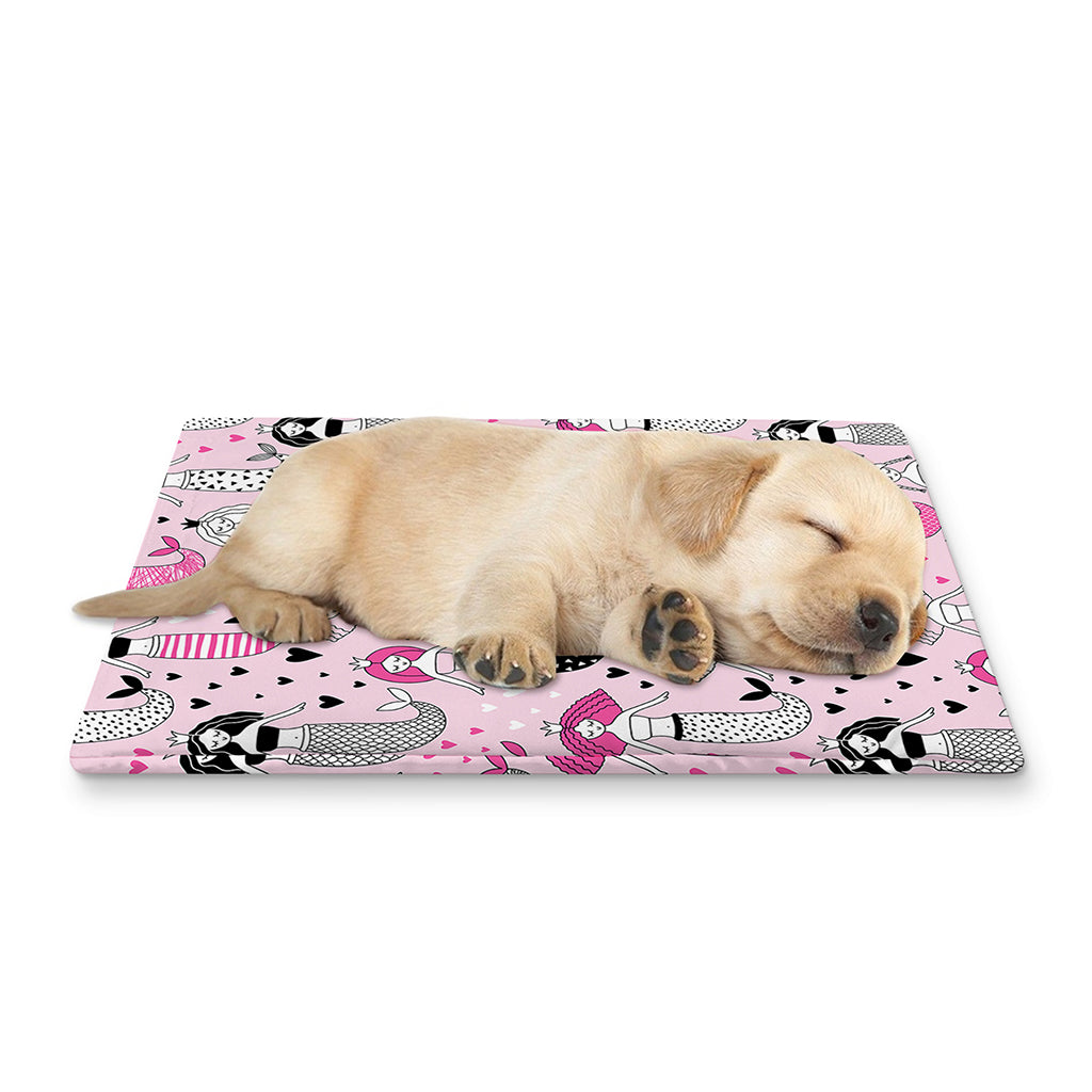 Pink Girly Mermaid Pattern Print Pet Cooling Mat Cover