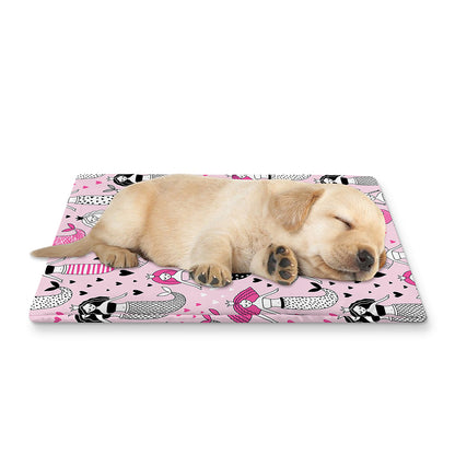 Pink Girly Mermaid Pattern Print Pet Cooling Mat Cover