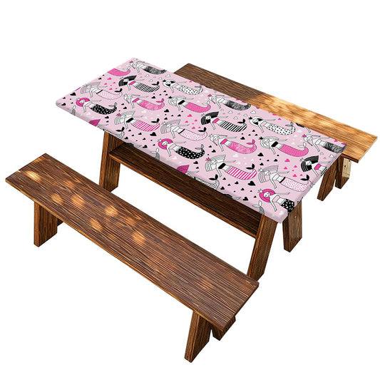 Pink Girly Mermaid Pattern Print Picnic Table Cover