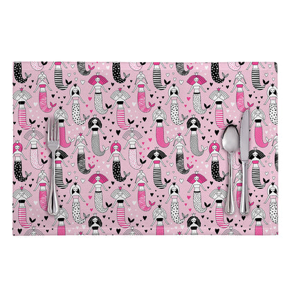 Pink Girly Mermaid Pattern Print Placemat