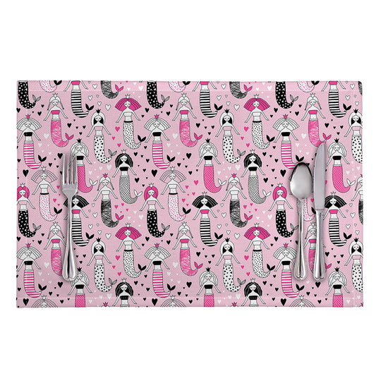 Pink Girly Mermaid Pattern Print Placemat