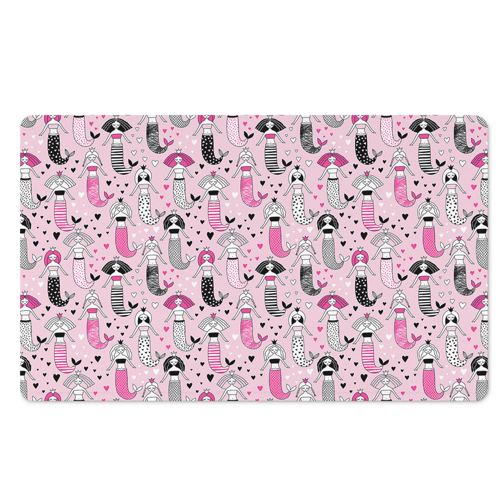 Pink Girly Mermaid Pattern Print Polyester Doormat