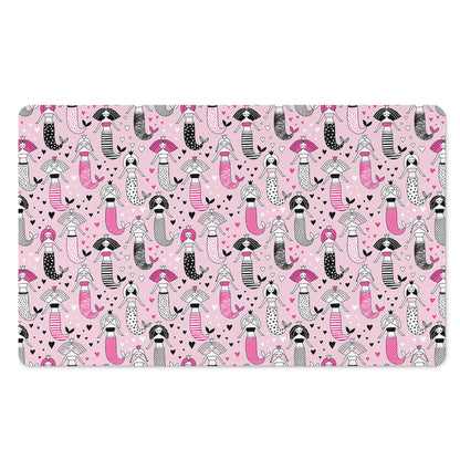 Pink Girly Mermaid Pattern Print Polyester Doormat