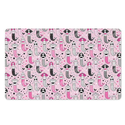 Pink Girly Mermaid Pattern Print Polyester Doormat