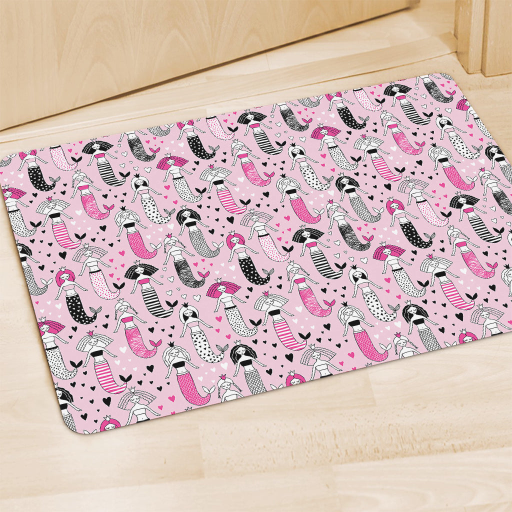 Pink Girly Mermaid Pattern Print Polyester Doormat