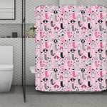 Pink Girly Mermaid Pattern Print Polyester Shower Curtain