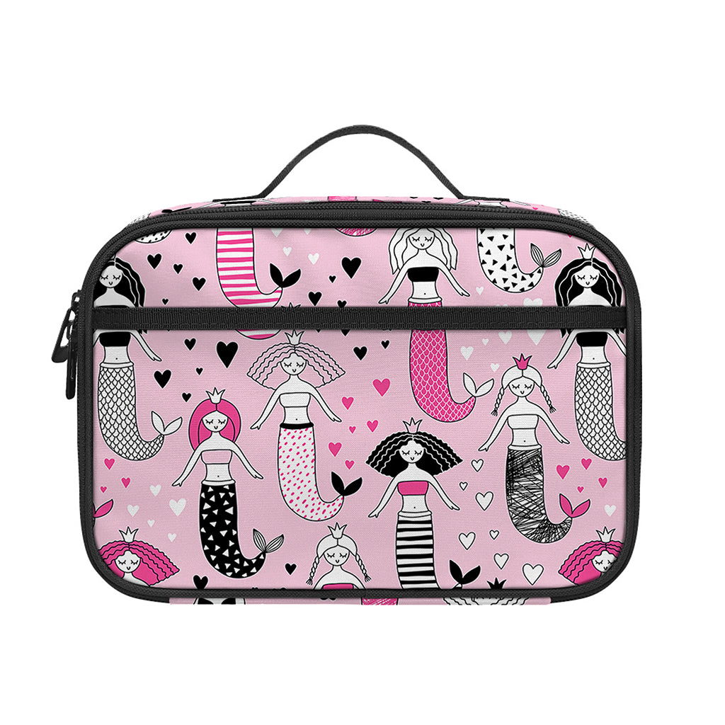 Pink Girly Mermaid Pattern Print Portable Lunch Bag