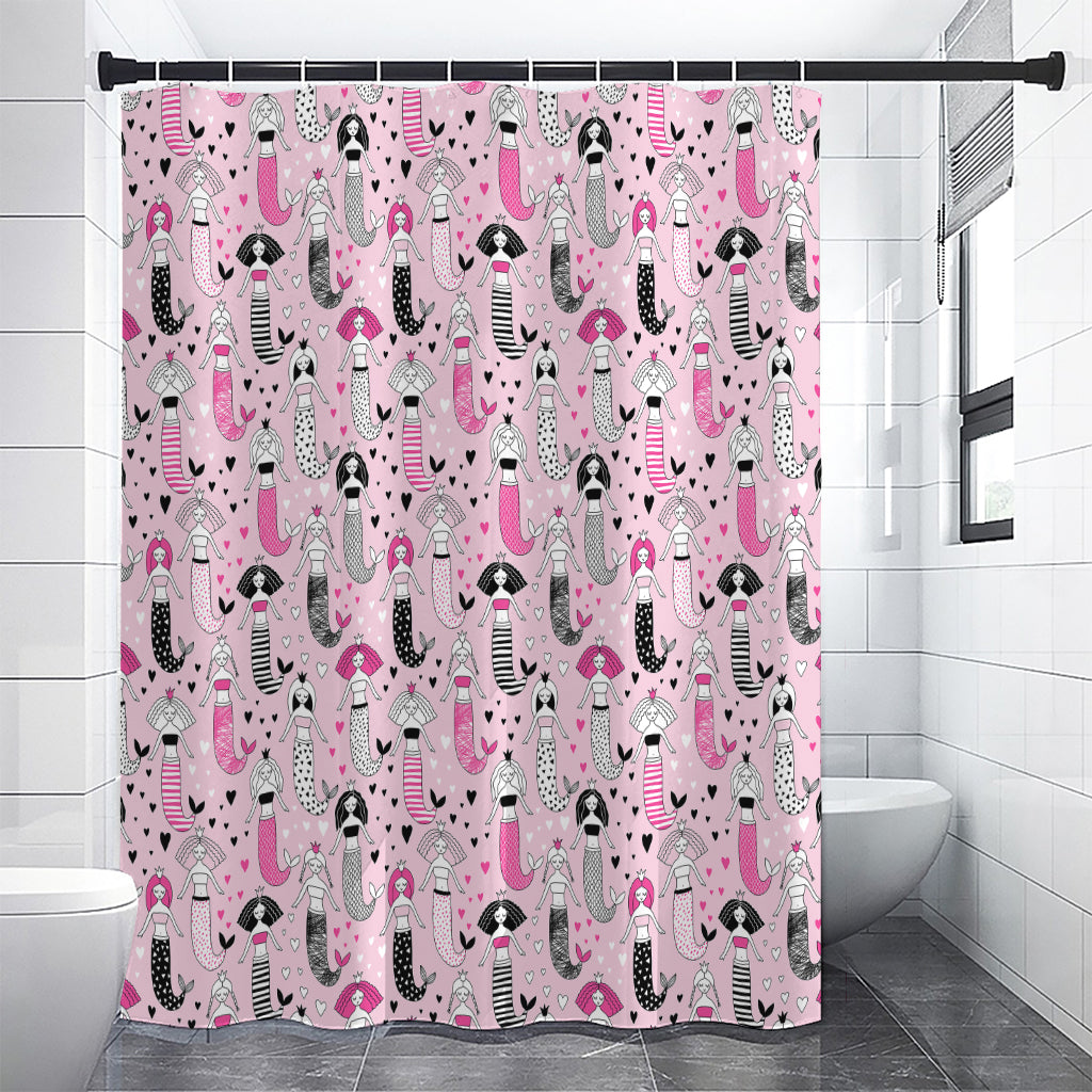 Pink Girly Mermaid Pattern Print Premium Shower Curtain