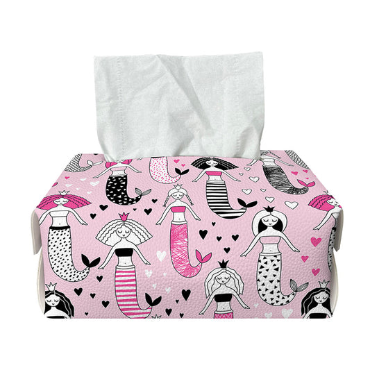 Pink Girly Mermaid Pattern Print Rectangle Tissue Box Cover