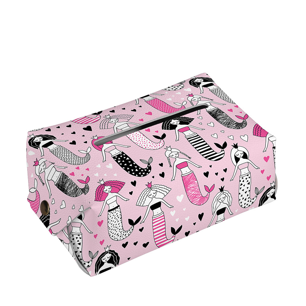 Pink Girly Mermaid Pattern Print Rectangle Tissue Box Cover