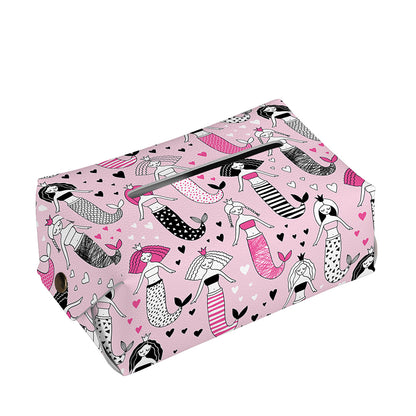 Pink Girly Mermaid Pattern Print Rectangle Tissue Box Cover