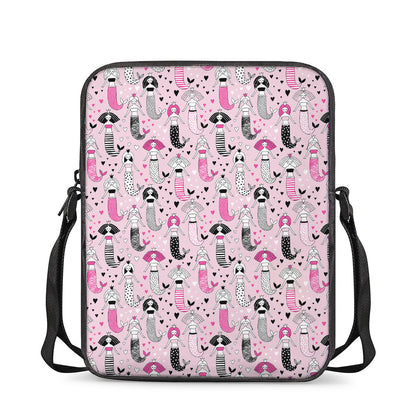 Pink Girly Mermaid Pattern Print Rectangular Crossbody Bag