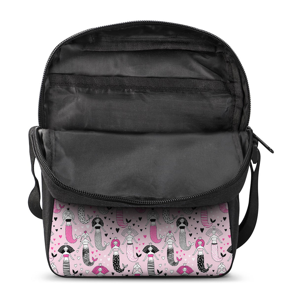 Pink Girly Mermaid Pattern Print Rectangular Crossbody Bag