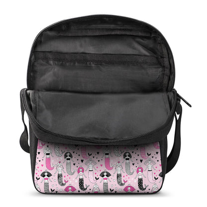 Pink Girly Mermaid Pattern Print Rectangular Crossbody Bag