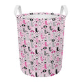 Pink Girly Mermaid Pattern Print Round Laundry Basket