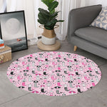 Pink Girly Mermaid Pattern Print Round Rug