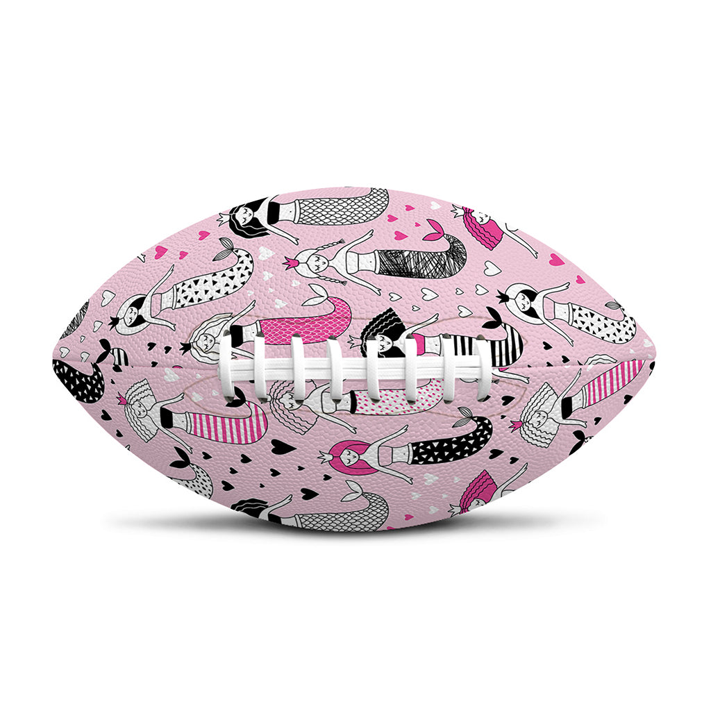 Pink Girly Mermaid Pattern Print Rugby Ball