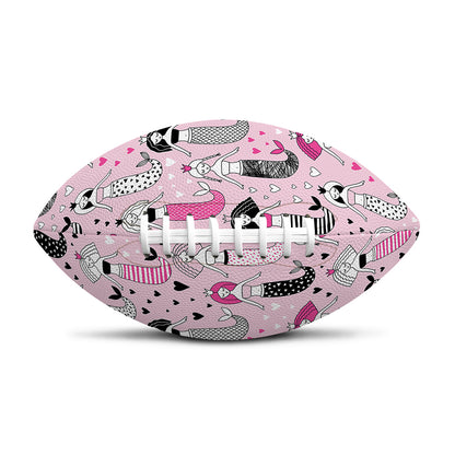 Pink Girly Mermaid Pattern Print Rugby Ball