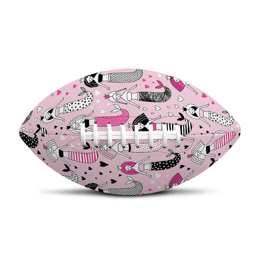 Pink Girly Mermaid Pattern Print Rugby Ball