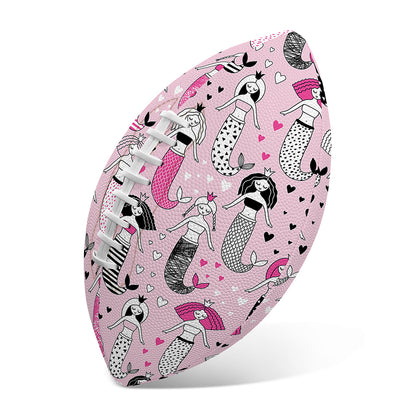 Pink Girly Mermaid Pattern Print Rugby Ball