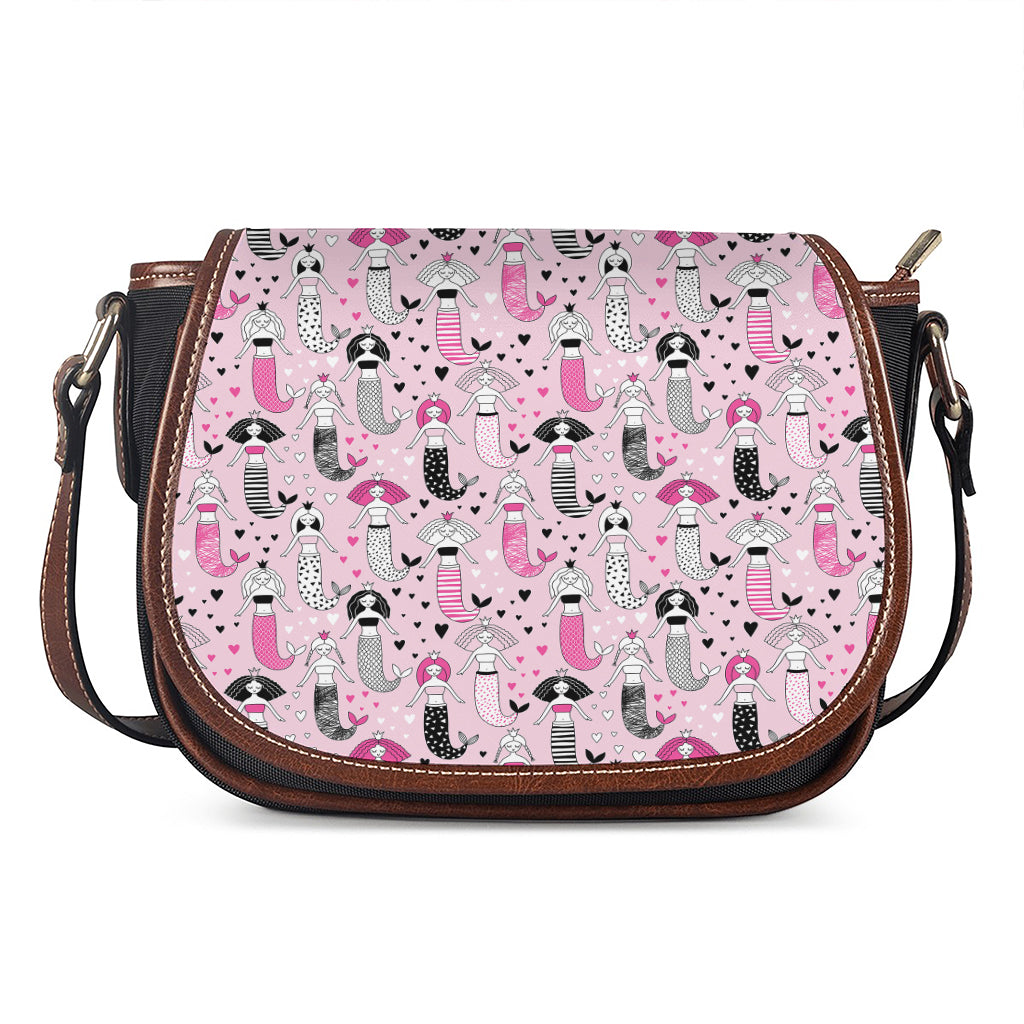 Pink Girly Mermaid Pattern Print Saddle Bag