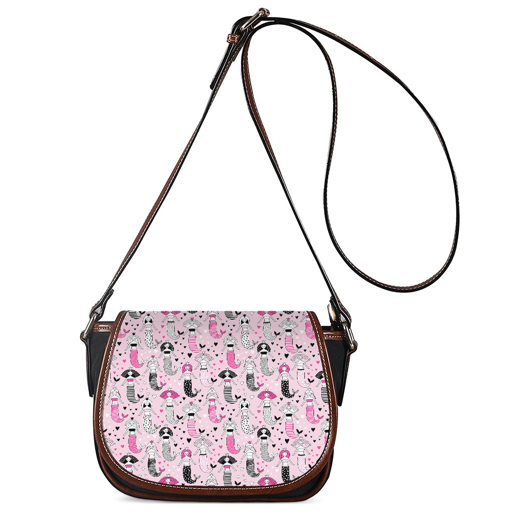 Pink Girly Mermaid Pattern Print Saddle Bag