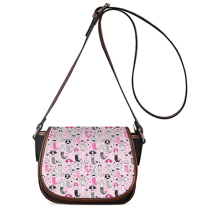 Pink Girly Mermaid Pattern Print Saddle Bag