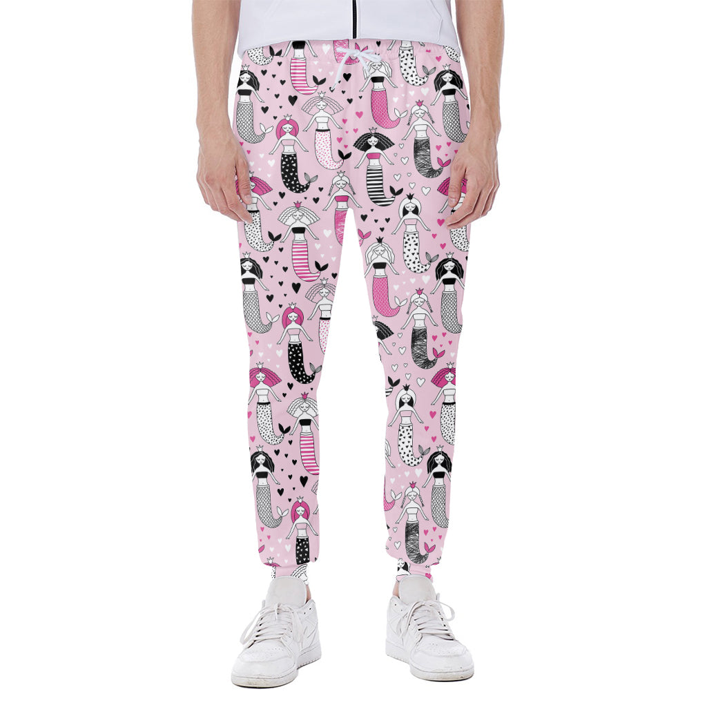 Pink Girly Mermaid Pattern Print Scuba Joggers