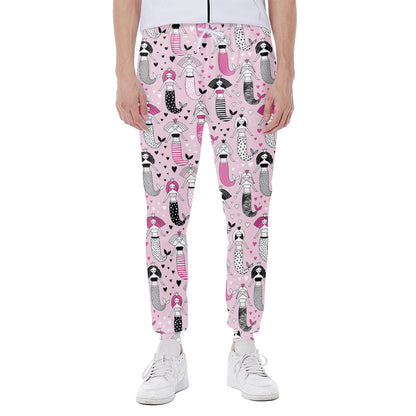 Pink Girly Mermaid Pattern Print Scuba Joggers