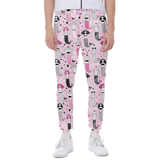 Pink Girly Mermaid Pattern Print Scuba Joggers