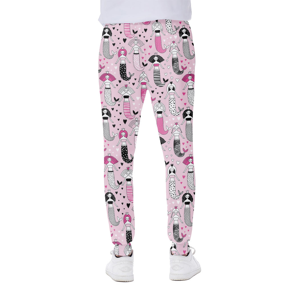 Pink Girly Mermaid Pattern Print Scuba Joggers