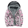 Pink Girly Mermaid Pattern Print Sherpa Lined Zip Up Hoodie