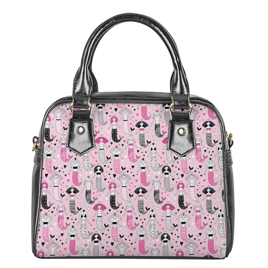 Pink Girly Mermaid Pattern Print Shoulder Handbag