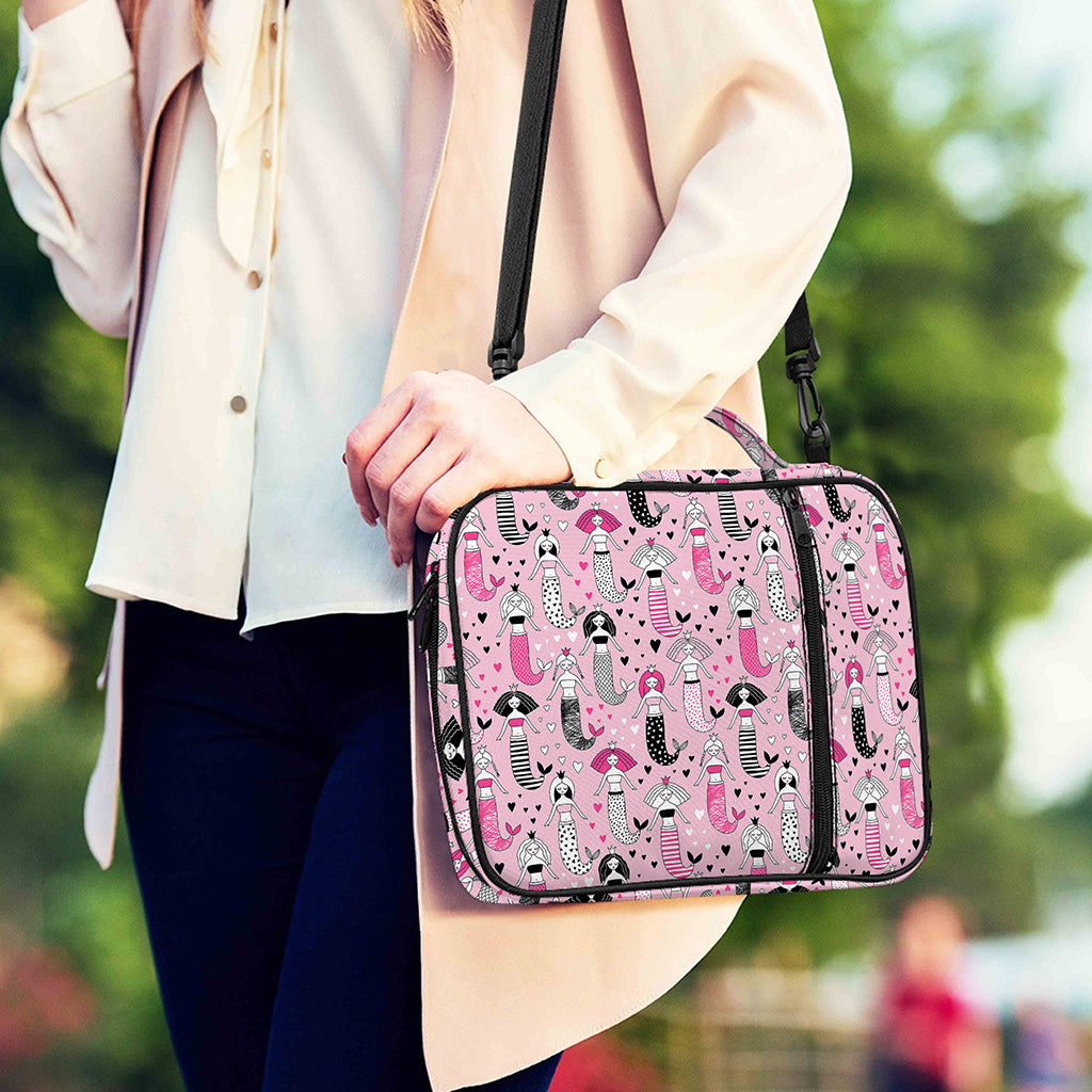Pink Girly Mermaid Pattern Print Shoulder Strap Bible Bag
