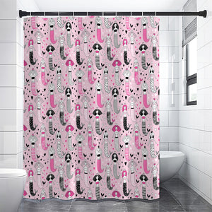 Pink Girly Mermaid Pattern Print Shower Curtain