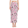 Pink Girly Mermaid Pattern Print Side Slit Maxi Skirt