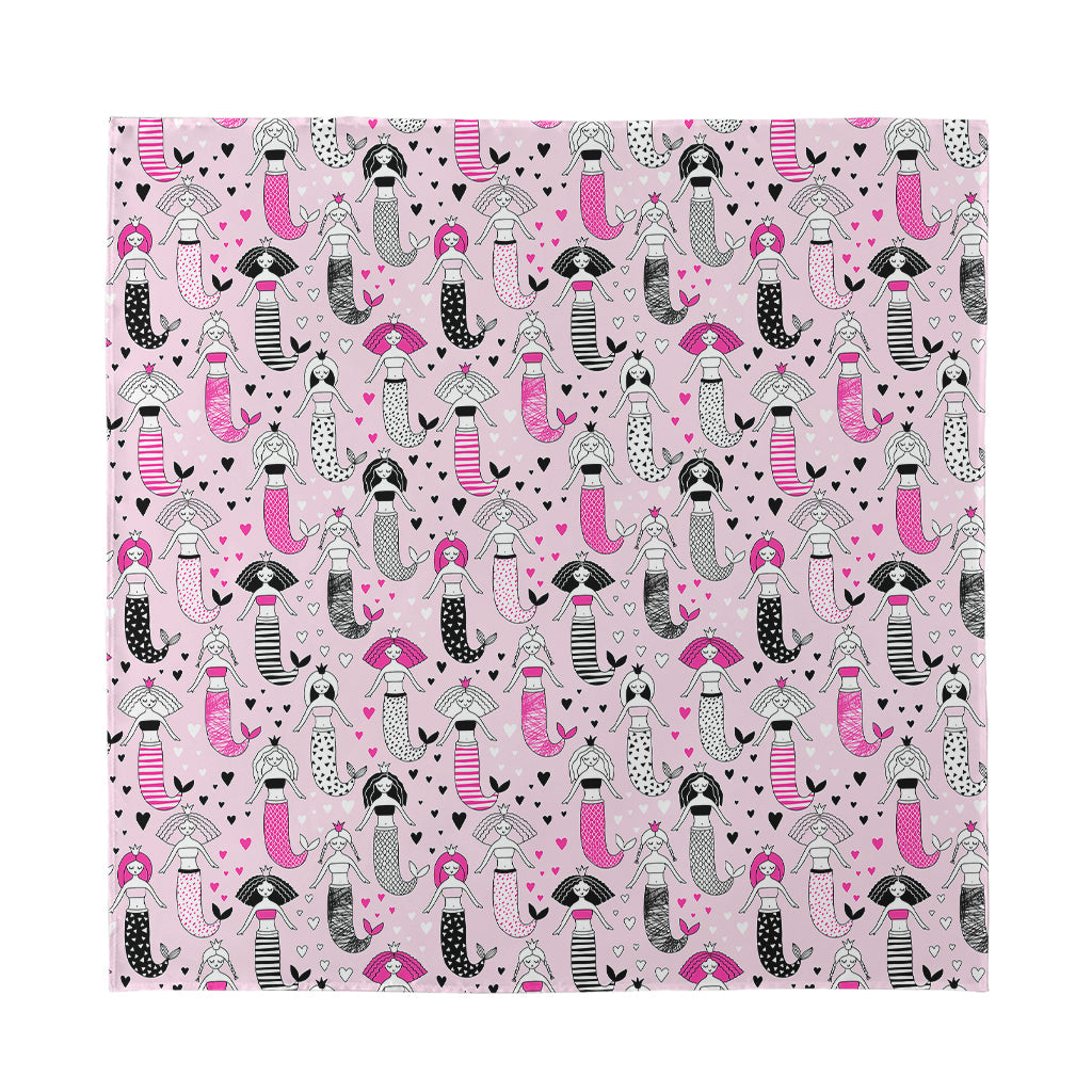 Pink Girly Mermaid Pattern Print Silk Bandana