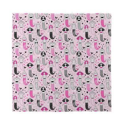 Pink Girly Mermaid Pattern Print Silk Bandana