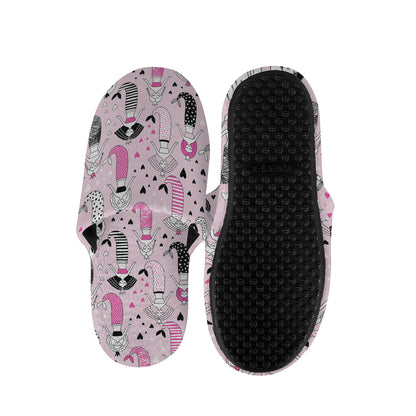 Pink Girly Mermaid Pattern Print Slippers