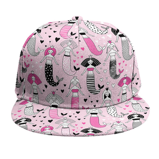 Pink Girly Mermaid Pattern Print Snapback Cap