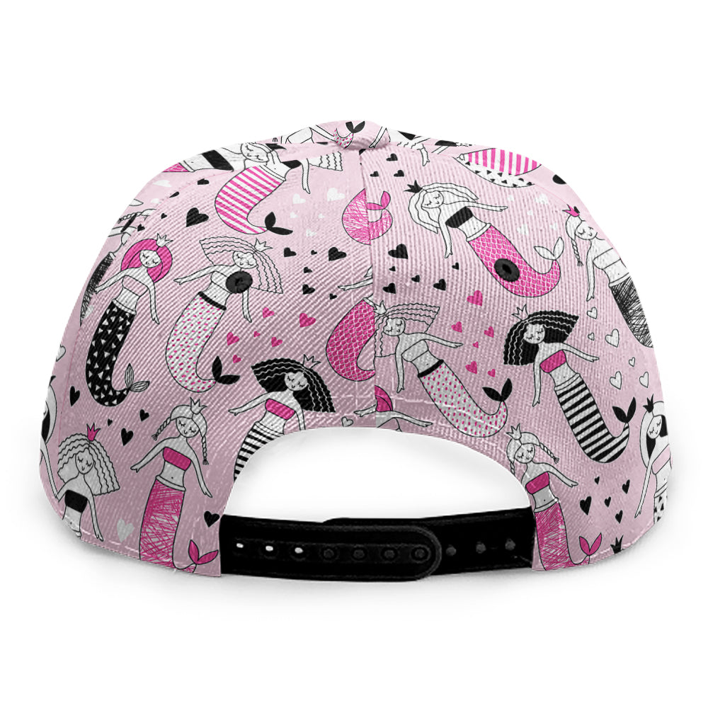 Pink Girly Mermaid Pattern Print Snapback Cap