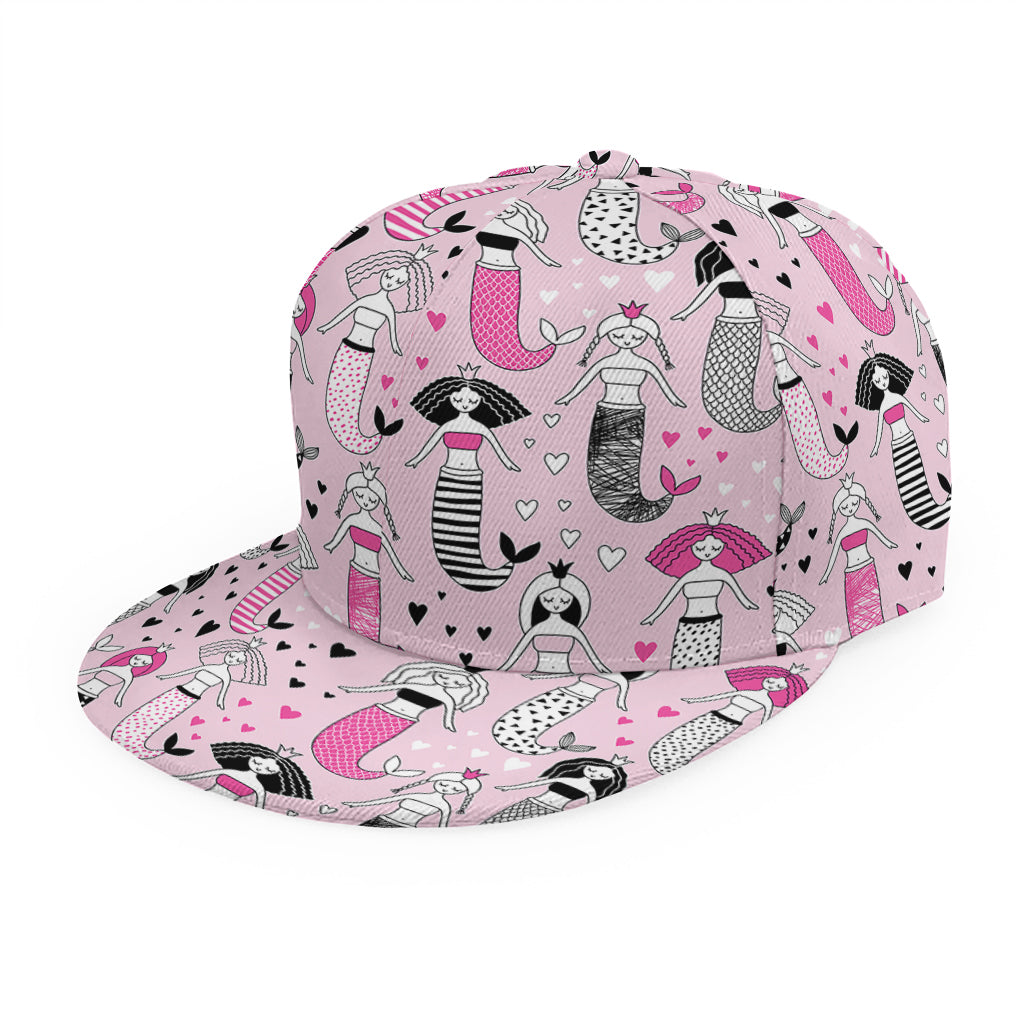 Pink Girly Mermaid Pattern Print Snapback Cap