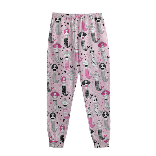 Pink Girly Mermaid Pattern Print Sweatpants