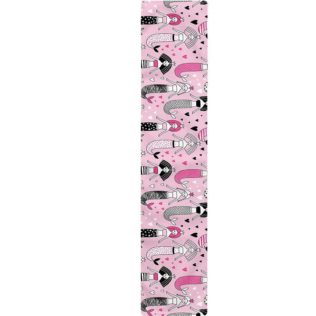 Pink Girly Mermaid Pattern Print Table Runner