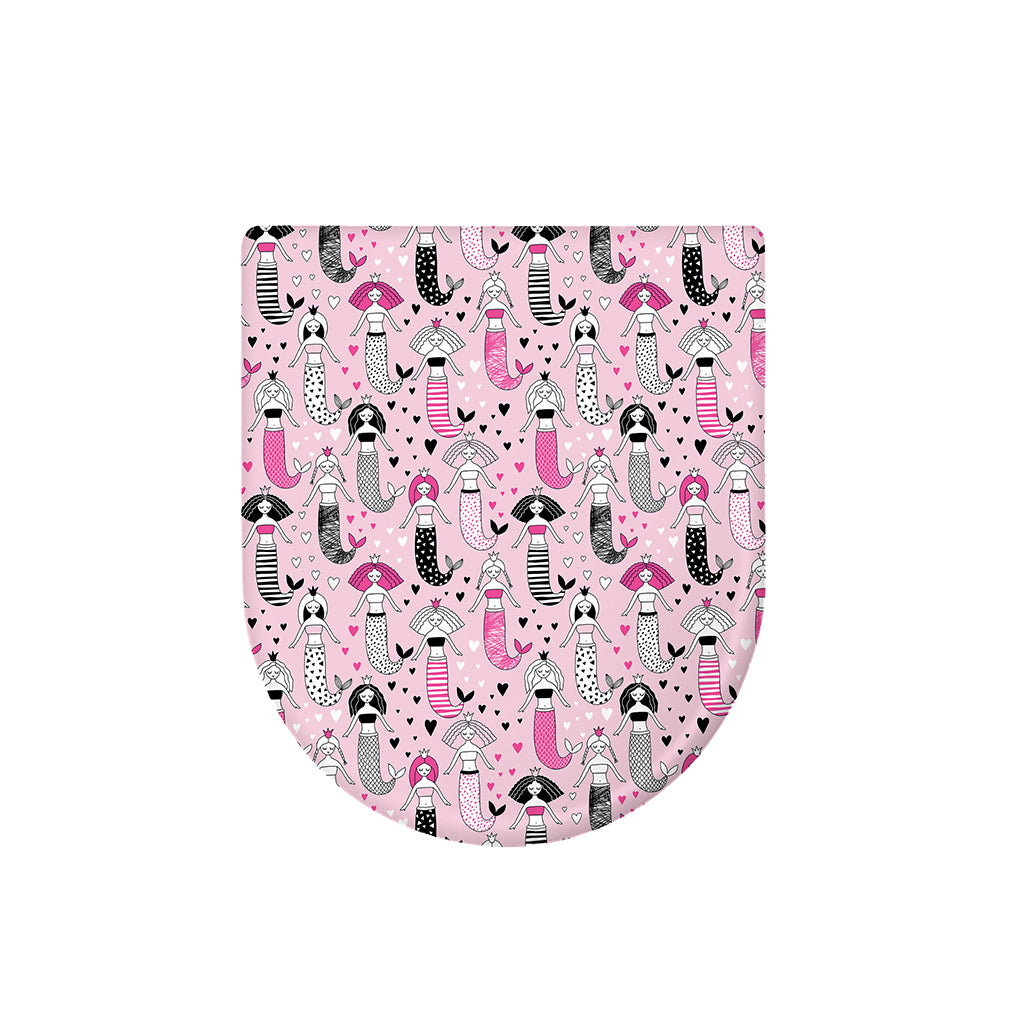 Pink Girly Mermaid Pattern Print Toilet Lid Cover
