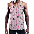 Pink Girly Mermaid Pattern Print Men's Workout Tank Top
