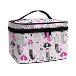 Pink Girly Mermaid Pattern Print Travel Makeup Bag