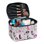 Pink Girly Mermaid Pattern Print Travel Makeup Bag