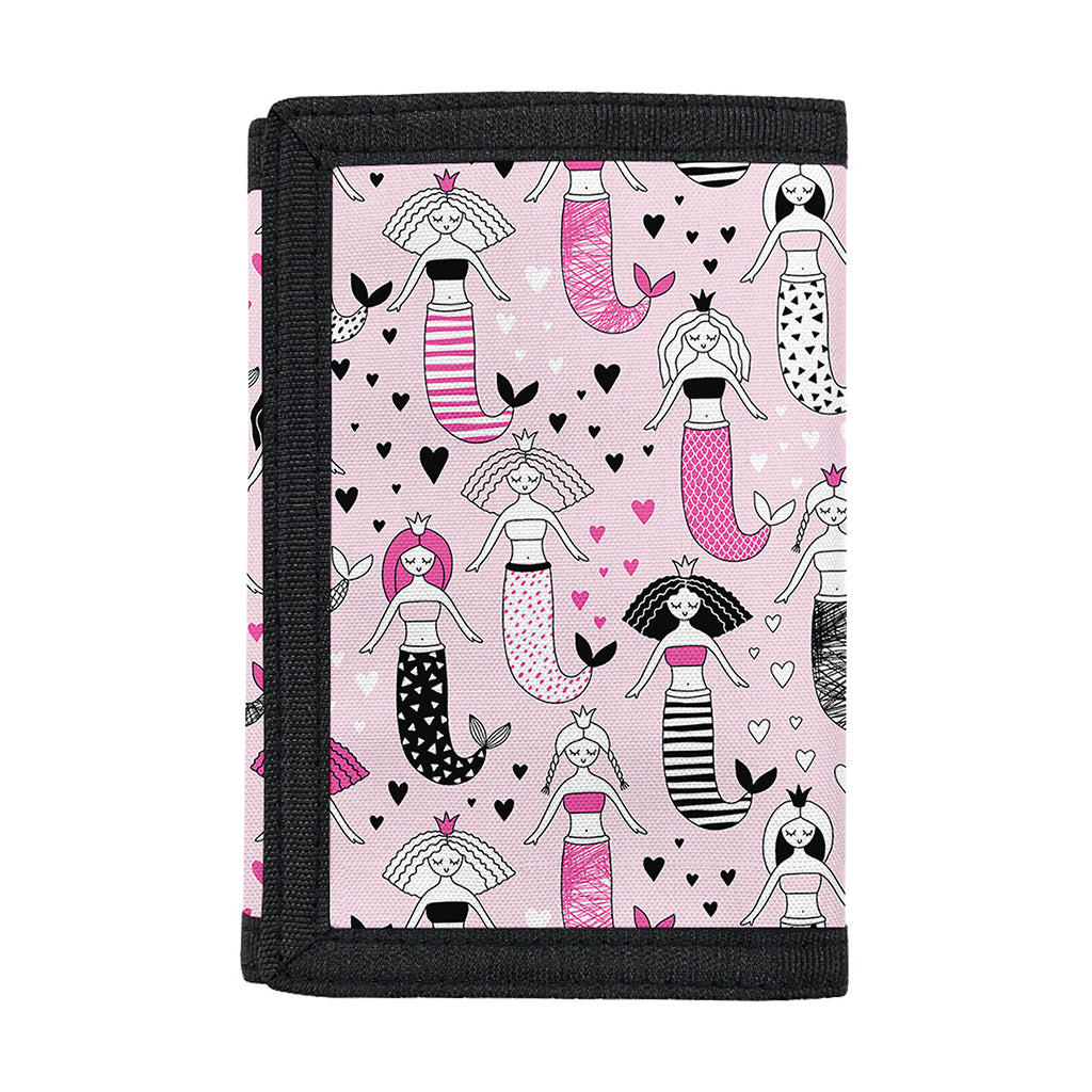 Pink Girly Mermaid Pattern Print Trifold Wallet