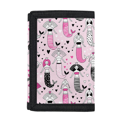 Pink Girly Mermaid Pattern Print Trifold Wallet